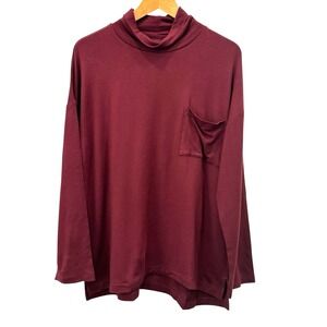 Lou & Grey Signature Soft Long Sleeve Pocket Tee Shirt Mock Neck Large‎ Stretch